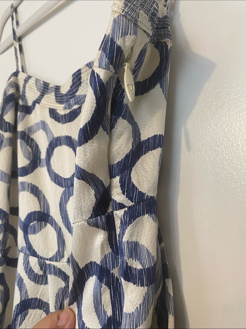 Juicy Couture Silk Navy Circle-Print Cream Dress - Picture 2 of 7